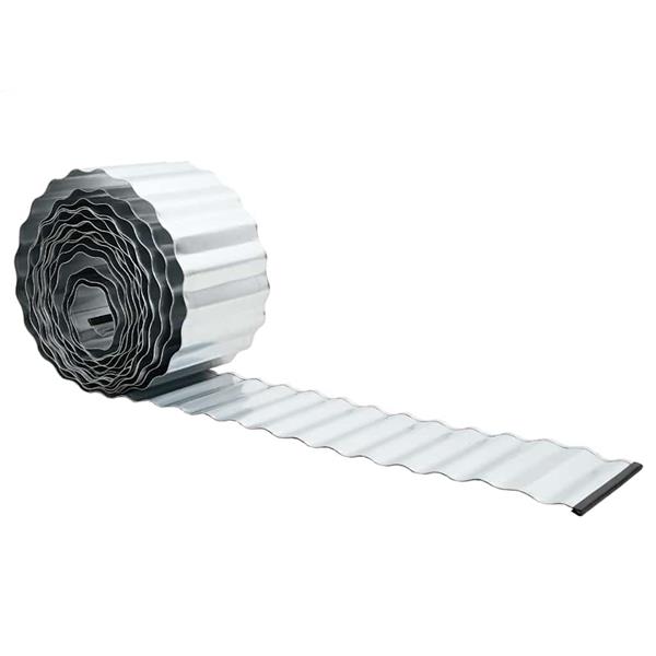 Grote foto vidaxl tuinrand grijs 15 x 0.03 x 1000 cm gegalvaniseerd staal tuin en terras tuindecoratie