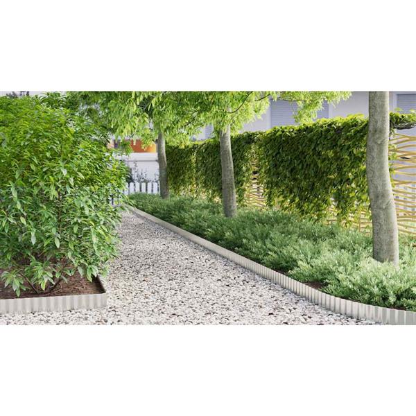 Grote foto vidaxl tuinrand grijs 15 x 0.03 x 1000 cm gegalvaniseerd staal tuin en terras tuindecoratie