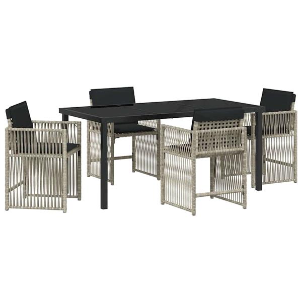 Grote foto vidaxl tuin eetset 5 pcs lichtgrijs poly rattan tuin en terras tuinmeubelen