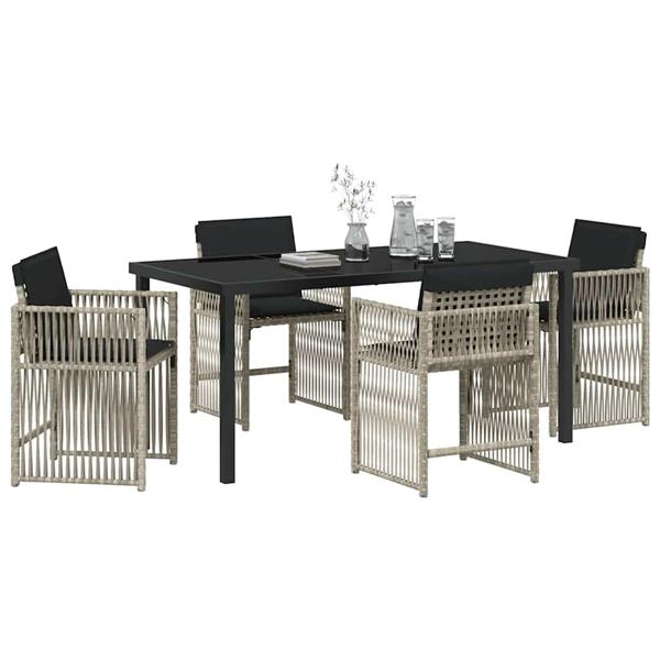 Grote foto vidaxl tuin eetset 5 pcs lichtgrijs poly rattan tuin en terras tuinmeubelen