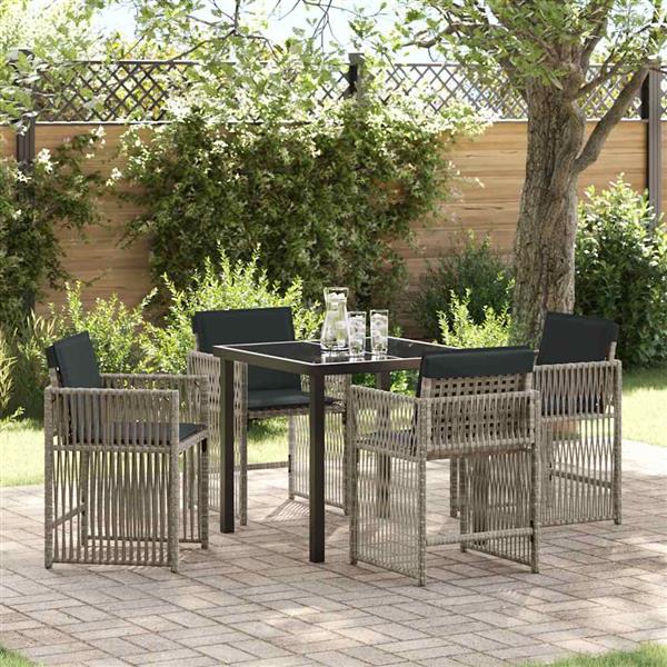 Grote foto vidaxl tuin eetset 5 pcs lichtgrijs poly rattan tuin en terras tuinmeubelen