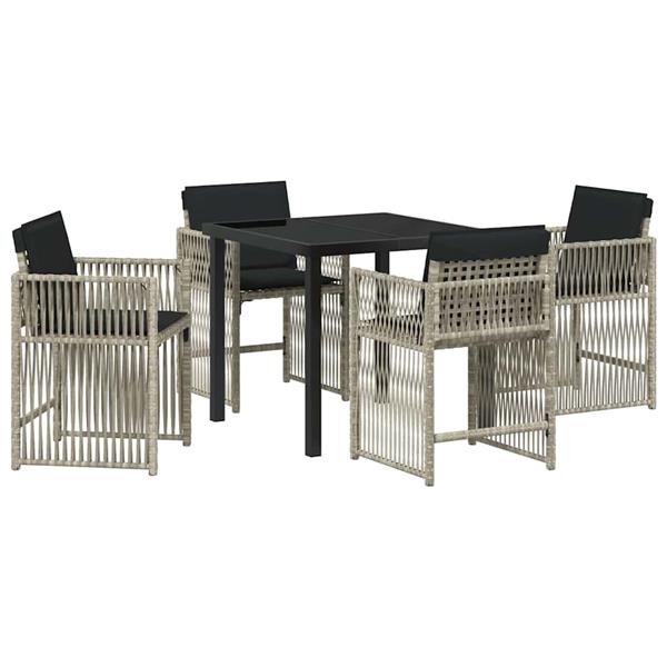 Grote foto vidaxl tuin eetset 5 pcs lichtgrijs poly rattan tuin en terras tuinmeubelen