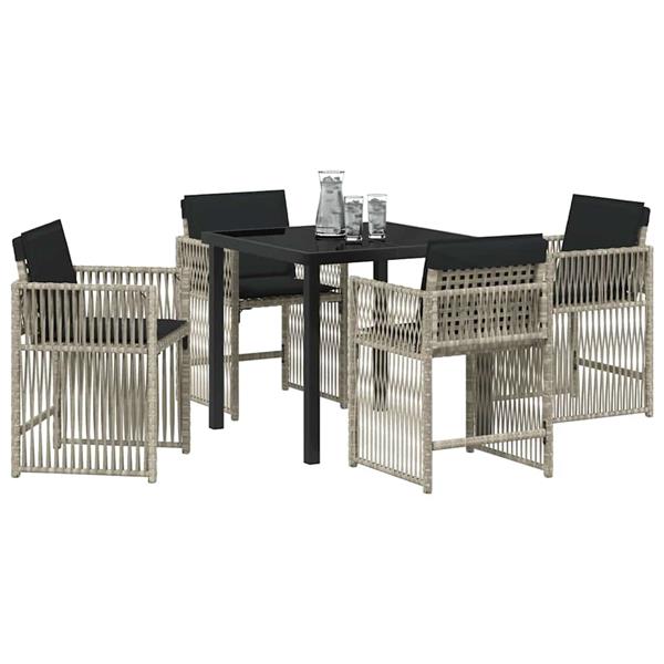 Grote foto vidaxl tuin eetset 5 pcs lichtgrijs poly rattan tuin en terras tuinmeubelen