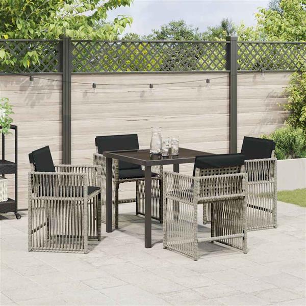 Grote foto vidaxl tuin eetset 5 pcs lichtgrijs poly rattan tuin en terras tuinmeubelen