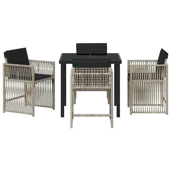 Grote foto vidaxl tuin eetset 5 pcs lichtgrijs poly rattan tuin en terras tuinmeubelen