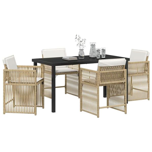 Grote foto vidaxl tuin eetset 5 pcs beige poly rattan tuin en terras tuinmeubelen
