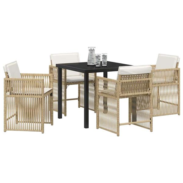Grote foto vidaxl tuin eetset 5 pcs beige poly rattan tuin en terras tuinmeubelen