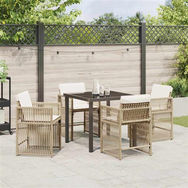 Grote foto vidaxl tuin eetset 5 pcs beige poly rattan tuin en terras tuinmeubelen