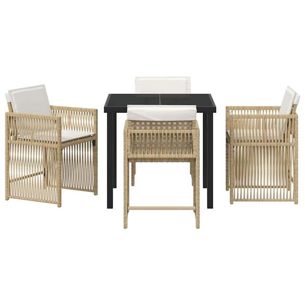 Grote foto vidaxl tuin eetset 5 pcs beige poly rattan tuin en terras tuinmeubelen