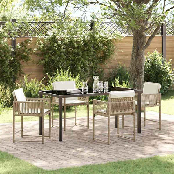 Grote foto vidaxl tuin eetset 5 pcs beige poly rattan tuin en terras tuinmeubelen