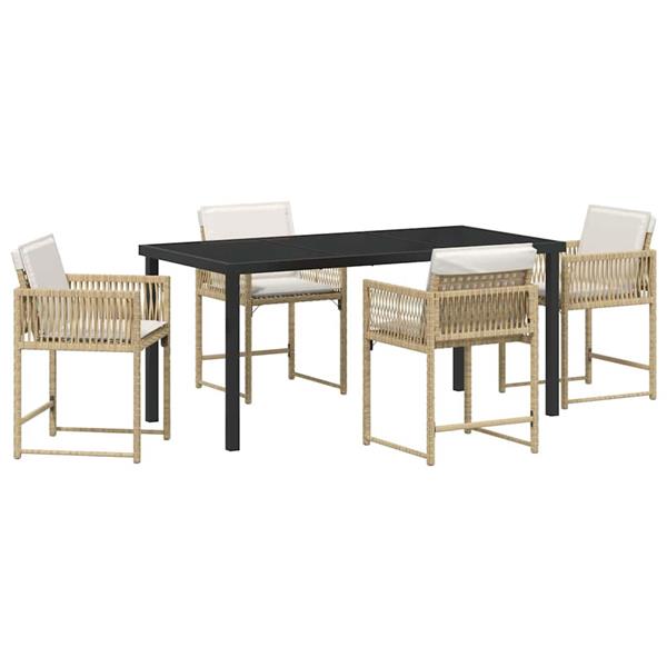 Grote foto vidaxl tuin eetset 5 pcs beige poly rattan tuin en terras tuinmeubelen