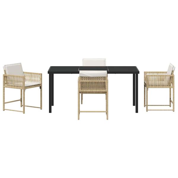 Grote foto vidaxl tuin eetset 5 pcs beige poly rattan tuin en terras tuinmeubelen