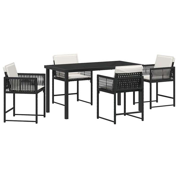 Grote foto vidaxl tuin eetset 5 pcs zwart poly rattan tuin en terras tuinmeubelen