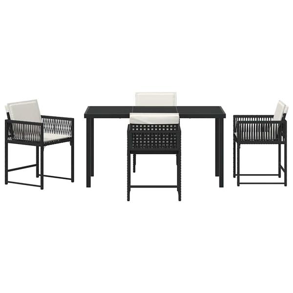 Grote foto vidaxl tuin eetset 5 pcs zwart poly rattan tuin en terras tuinmeubelen
