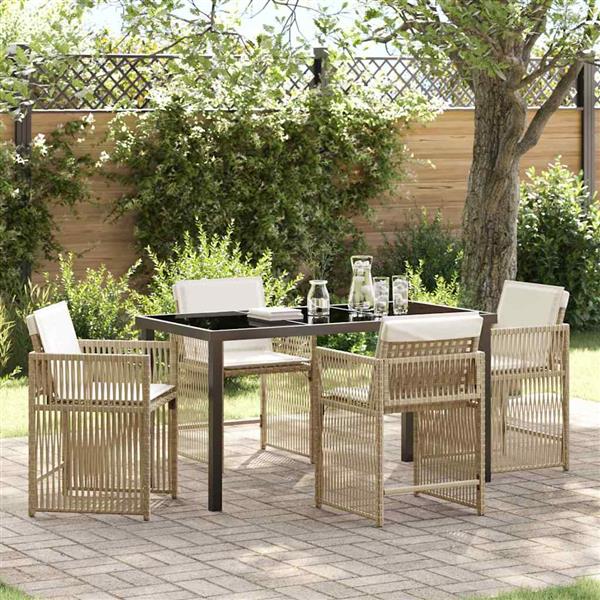 Grote foto vidaxl tuin eetset 5 pcs beige poly rattan tuin en terras tuinmeubelen