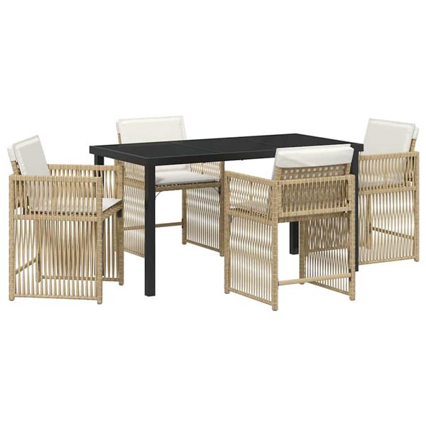 Grote foto vidaxl tuin eetset 5 pcs beige poly rattan tuin en terras tuinmeubelen