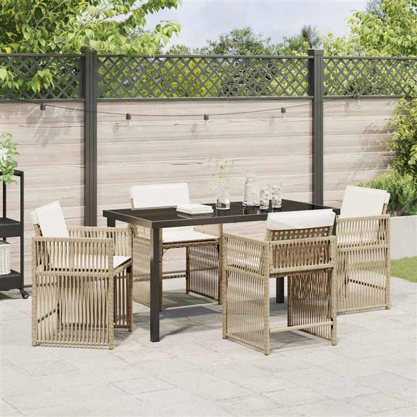 Grote foto vidaxl tuin eetset 5 pcs beige poly rattan tuin en terras tuinmeubelen
