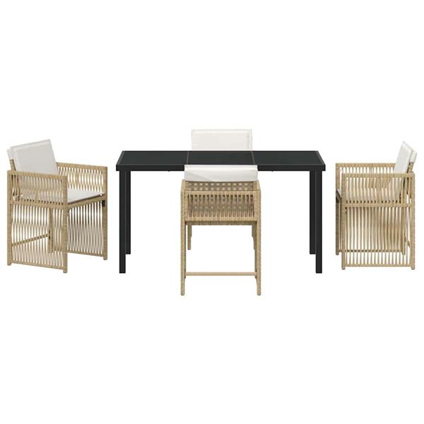 Grote foto vidaxl tuin eetset 5 pcs beige poly rattan tuin en terras tuinmeubelen