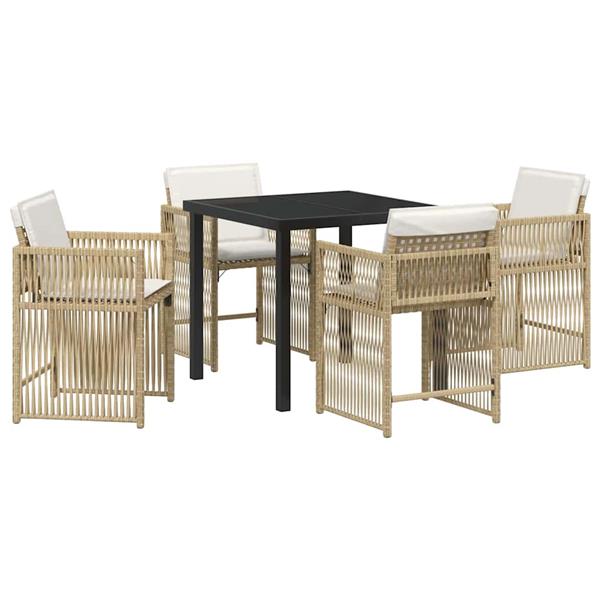 Grote foto vidaxl tuin eetset 5 pcs beige poly rattan tuin en terras tuinmeubelen