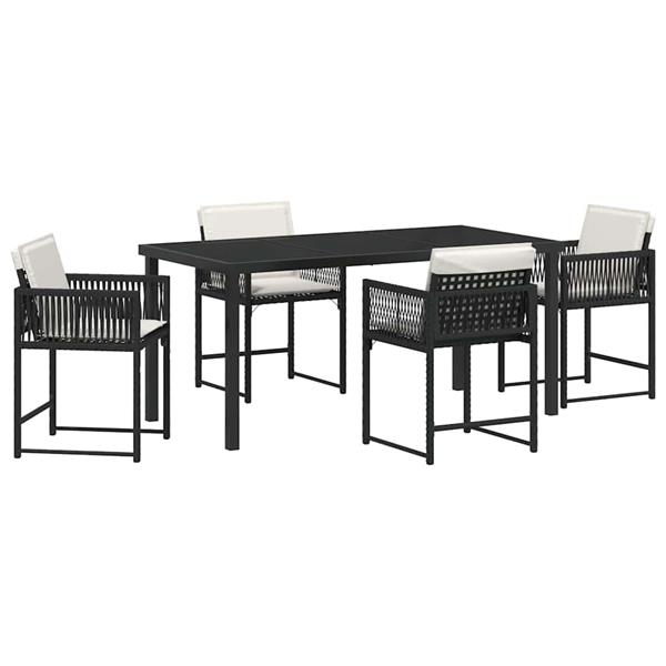 Grote foto vidaxl tuin eetset 5 pcs zwart poly rattan tuin en terras tuinmeubelen