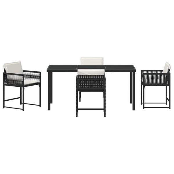 Grote foto vidaxl tuin eetset 5 pcs zwart poly rattan tuin en terras tuinmeubelen