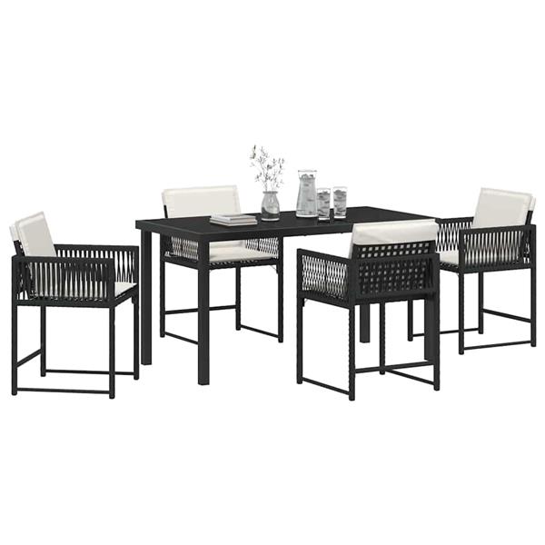 Grote foto vidaxl tuin eetset 5 pcs zwart poly rattan tuin en terras tuinmeubelen