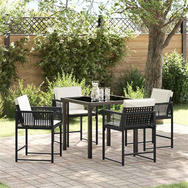 Grote foto vidaxl tuin eetset 5 pcs zwart poly rattan tuin en terras tuinmeubelen