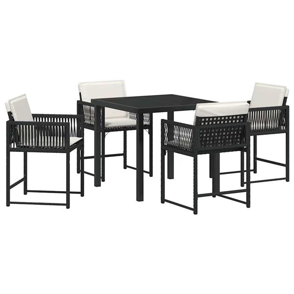 Grote foto vidaxl tuin eetset 5 pcs zwart poly rattan tuin en terras tuinmeubelen