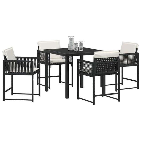 Grote foto vidaxl tuin eetset 5 pcs zwart poly rattan tuin en terras tuinmeubelen