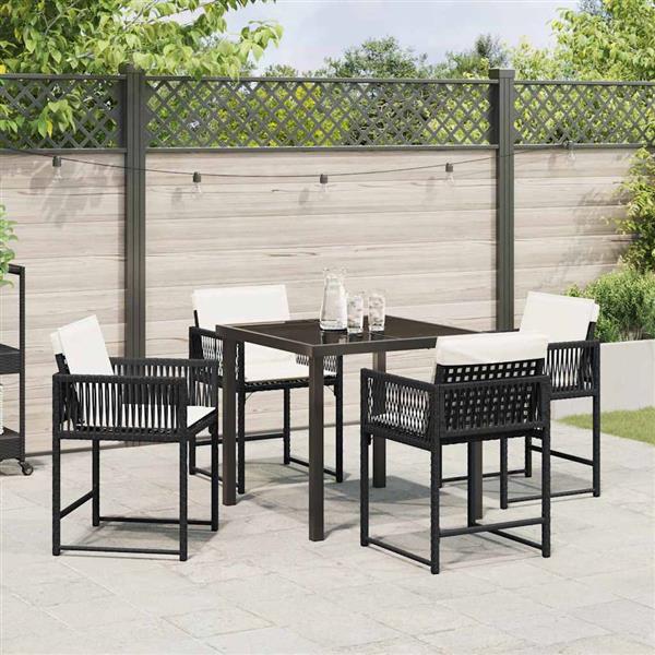 Grote foto vidaxl tuin eetset 5 pcs zwart poly rattan tuin en terras tuinmeubelen