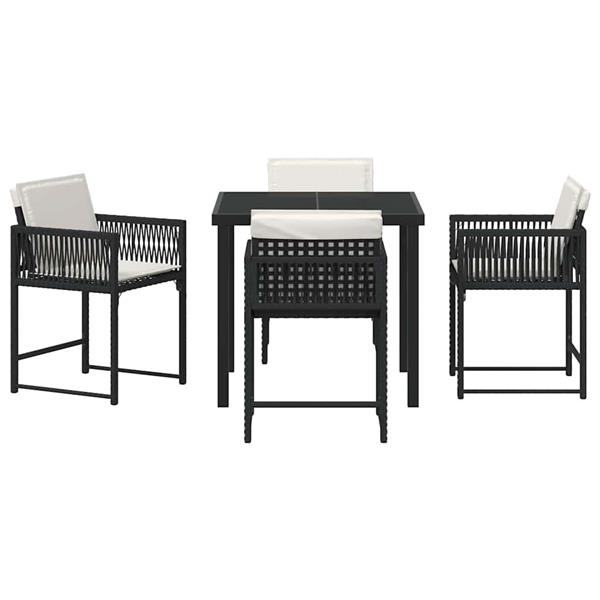 Grote foto vidaxl tuin eetset 5 pcs zwart poly rattan tuin en terras tuinmeubelen