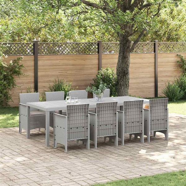 Grote foto vidaxl tuin eetset 9 pcs wit polt riet tuin en terras tuinmeubelen