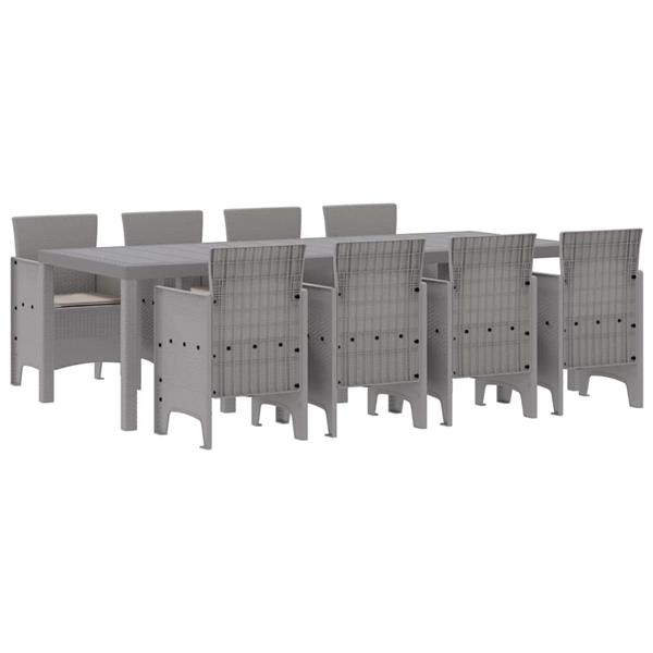 Grote foto vidaxl tuin eetset 9 pcs wit polt riet tuin en terras tuinmeubelen