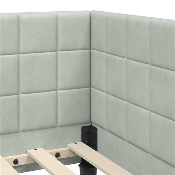 Grote foto vidaxl hoekbedframe met hoofdeinde lichtgrijs 90 x 200 cm fluweel antiek en kunst stoelen en banken