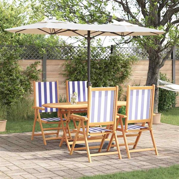 Grote foto vidaxl tuin eetset 5 pcs blauw en wit massief acaciahout tuin en terras tuinmeubelen