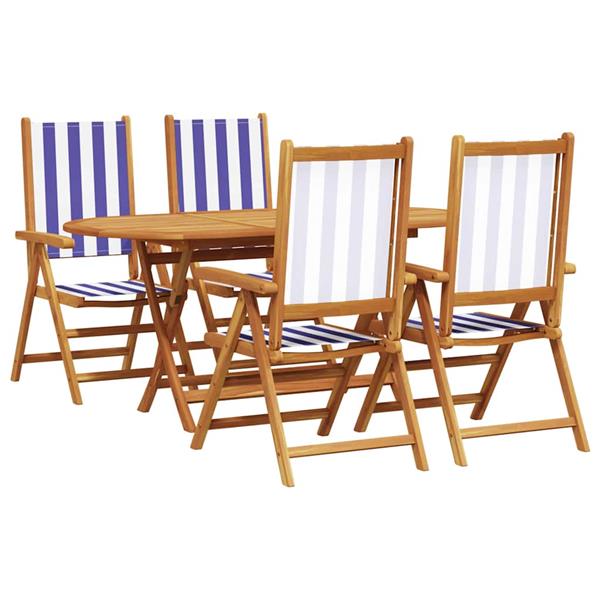 Grote foto vidaxl tuin eetset 5 pcs blauw en wit massief acaciahout tuin en terras tuinmeubelen