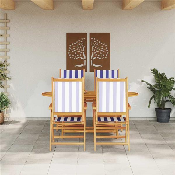 Grote foto vidaxl tuin eetset 5 pcs blauw en wit massief acaciahout tuin en terras tuinmeubelen