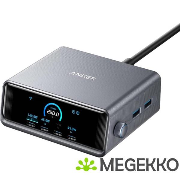 Grote foto anker prime 6 in 1 snellader 250w 4c 2a met display zwart computers en software overige computers en software
