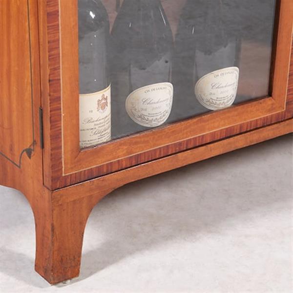 Grote foto beschilderd satijnhouten drankenkastje met verstelbare plank en opzetstuk no.330320 antiek en kunst stoelen en banken