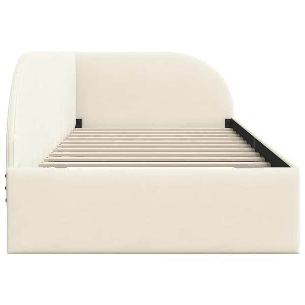 Grote foto vidaxl hoekbedframe met hoofdeinde cr me 90 x 200 cm fluweel antiek en kunst stoelen en banken