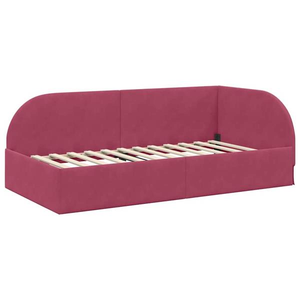 Grote foto vidaxl hoekbedframe met hoofdeinde wijnrood 90 x 200 cm fluweel antiek en kunst stoelen en banken