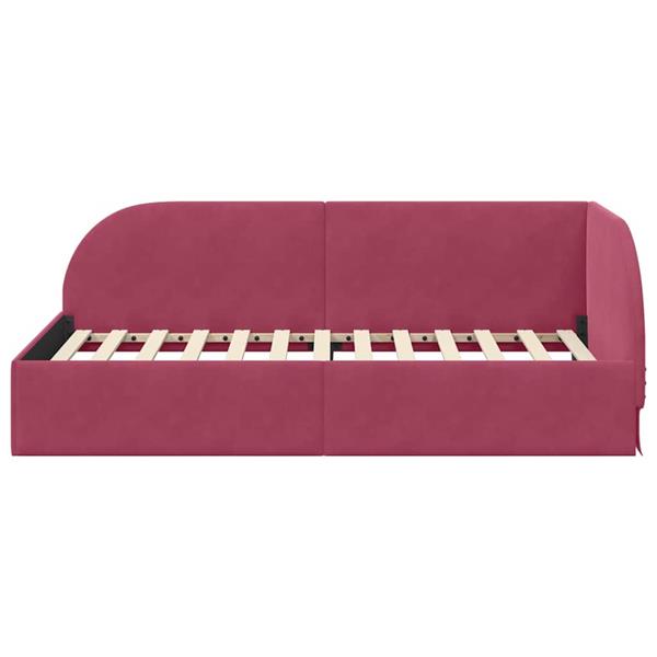 Grote foto vidaxl hoekbedframe met hoofdeinde wijnrood 90 x 200 cm fluweel antiek en kunst stoelen en banken