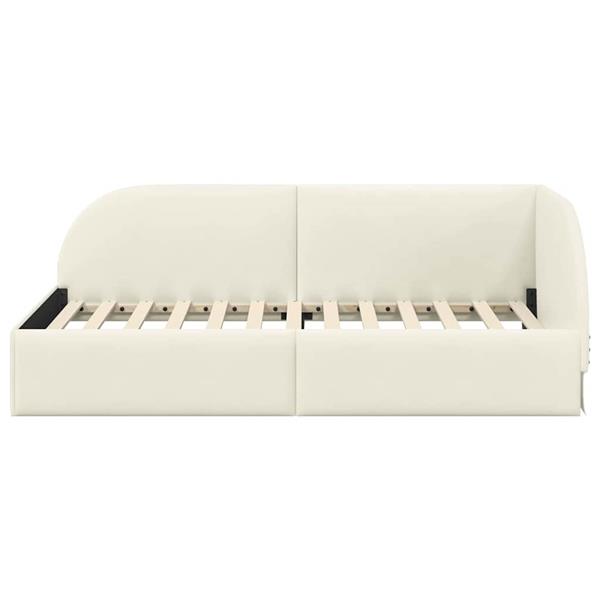 Grote foto vidaxl hoekbedframe met hoofdeinde cr me 90 x 200 cm fluweel antiek en kunst stoelen en banken