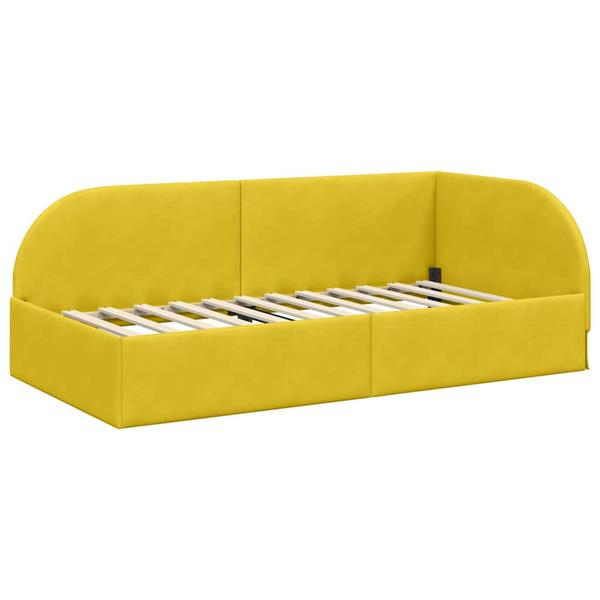 Grote foto vidaxl hoekbedframe met hoofdeinde geel 90 x 200 cm fluweel antiek en kunst stoelen en banken