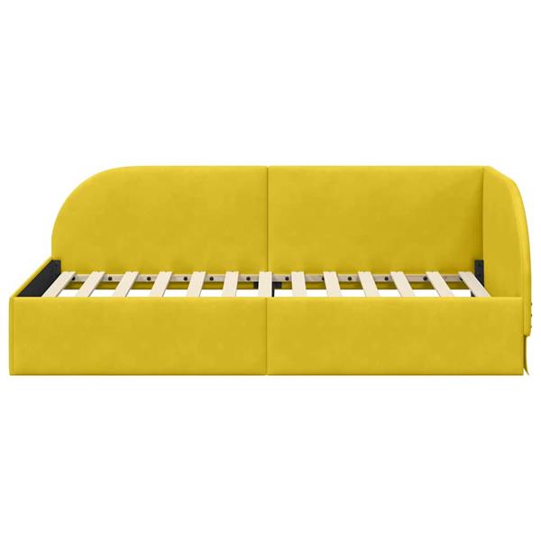 Grote foto vidaxl hoekbedframe met hoofdeinde geel 90 x 200 cm fluweel antiek en kunst stoelen en banken
