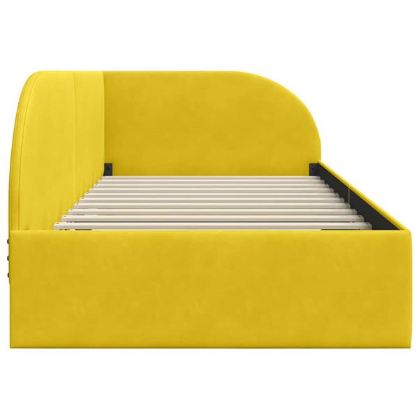 Grote foto vidaxl hoekbedframe met hoofdeinde geel 90 x 200 cm fluweel antiek en kunst stoelen en banken