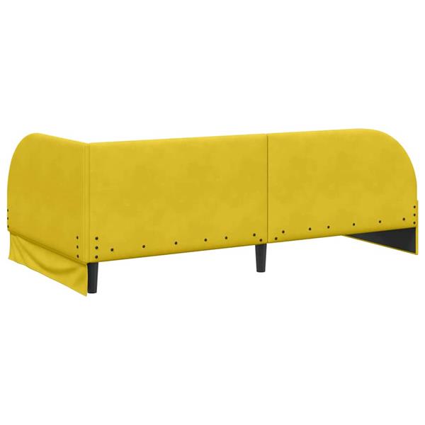 Grote foto vidaxl hoekbedframe met hoofdeinde geel 90 x 200 cm fluweel antiek en kunst stoelen en banken