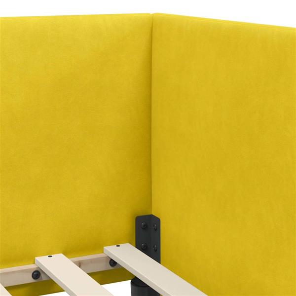 Grote foto vidaxl hoekbedframe met hoofdeinde geel 90 x 200 cm fluweel antiek en kunst stoelen en banken