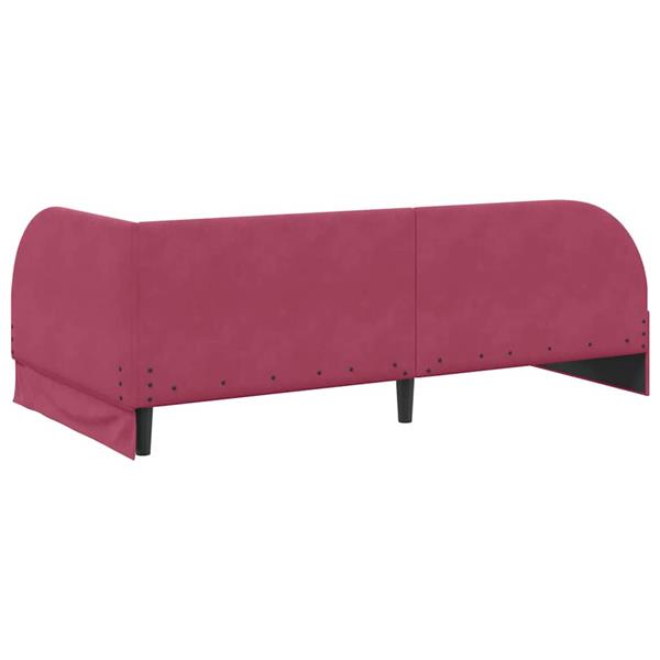 Grote foto vidaxl hoekbedframe met hoofdeinde wijnrood 90 x 200 cm fluweel antiek en kunst stoelen en banken