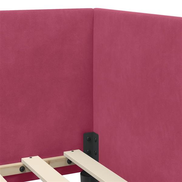 Grote foto vidaxl hoekbedframe met hoofdeinde wijnrood 90 x 200 cm fluweel antiek en kunst stoelen en banken